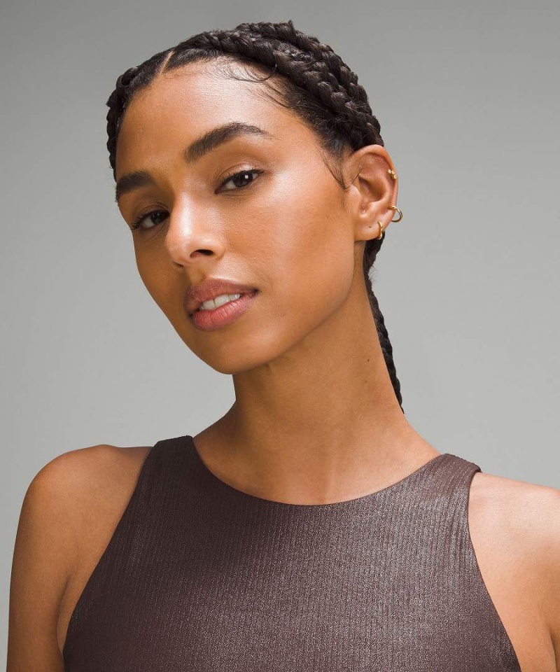 Camiseta sin Manga Lululemon Align™ Acanalado High-Neck Shine Mujer Chocolate Chile | 598QTEYGL