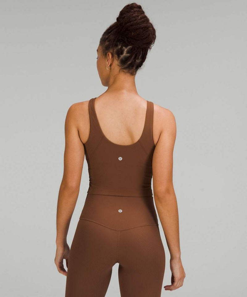 Camiseta sin Manga Lululemon Align™ Acanalado High-Neck Mujer Marrones Chile | 042RPFBAJ