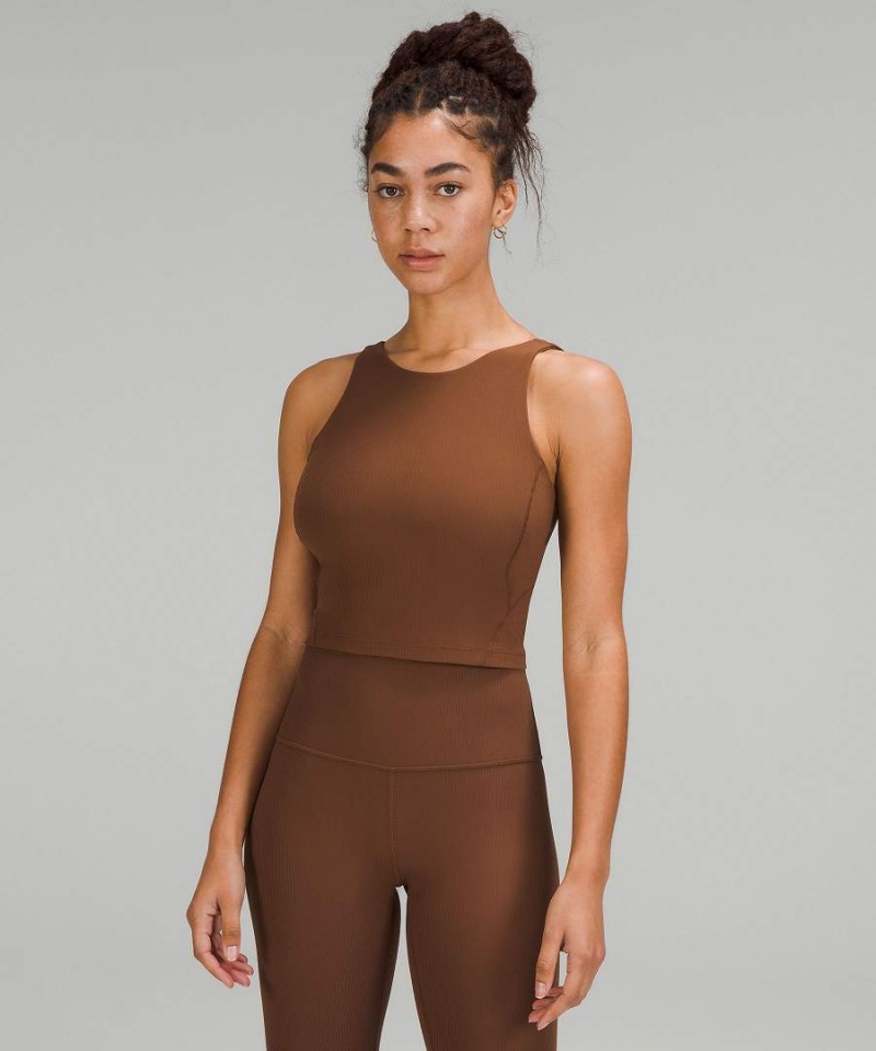 Camiseta sin Manga Lululemon Align™ Acanalado High-Neck Mujer Marrones Chile | 042RPFBAJ