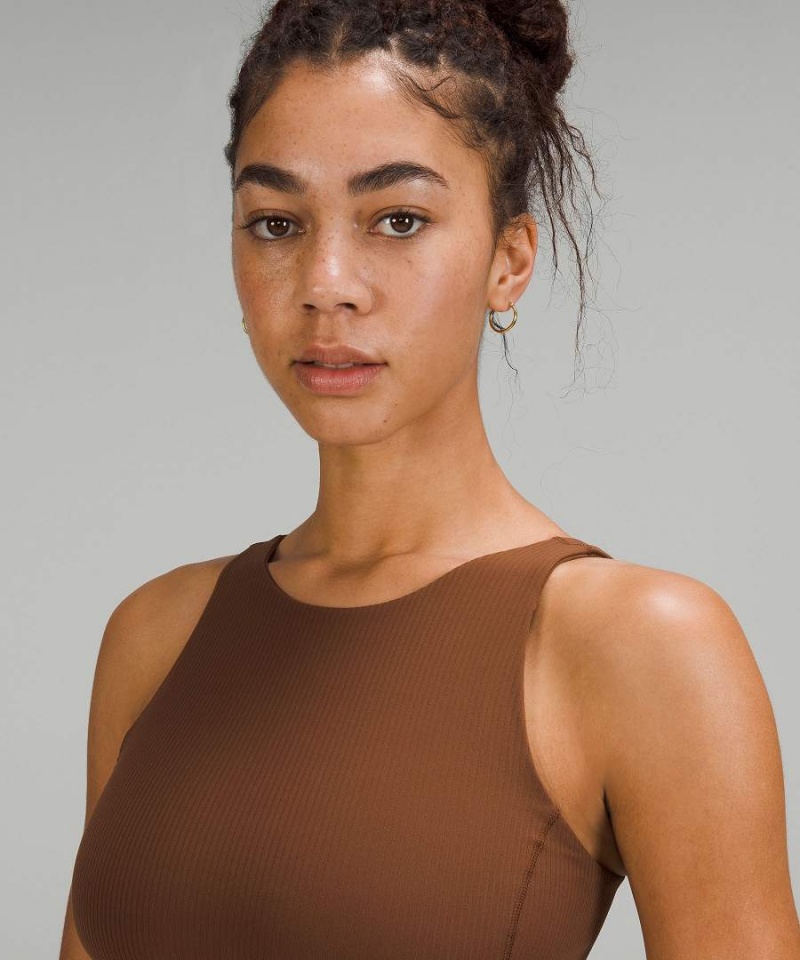 Camiseta sin Manga Lululemon Align™ Acanalado High-Neck Mujer Marrones Chile | 042RPFBAJ