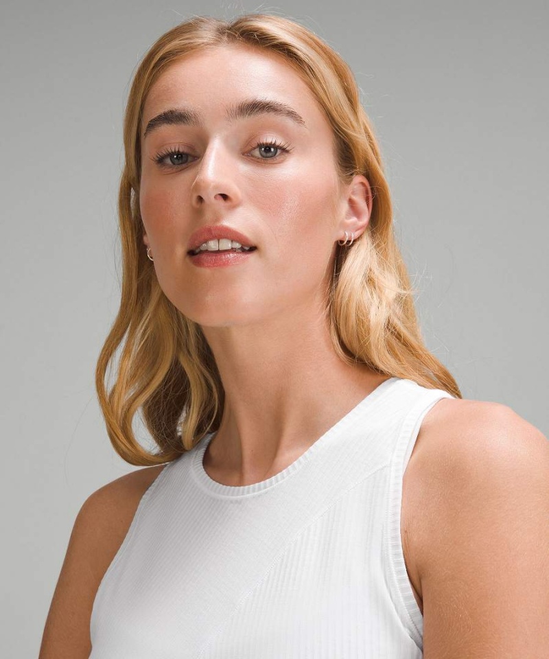 Camiseta sin Manga Lululemon Asymmetrical Acanalado Algodon Mujer Blancas Chile | 471LUTKEQ