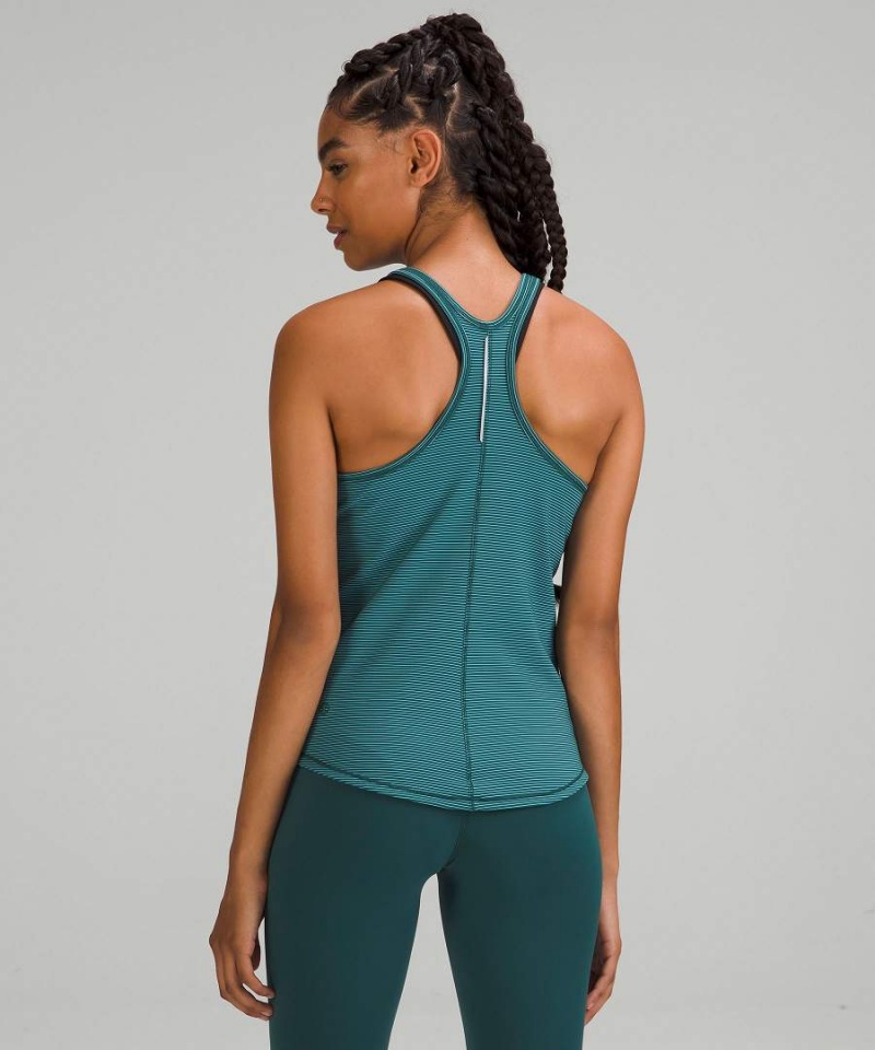 Camiseta sin Manga Lululemon Base Pace Two-Toned Acanalado Mujer Verde Azules Chile | 247IFAYHB