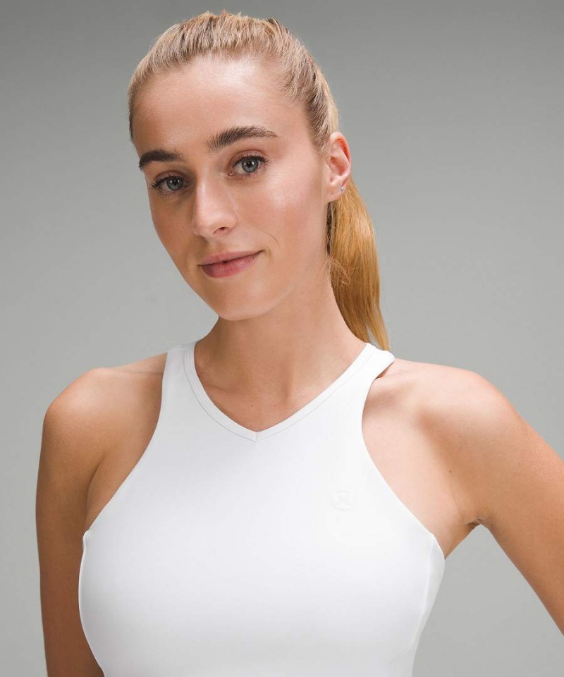 Camiseta sin Manga Lululemon Cropped V-Neck Tenis Mujer Blancas Chile | 641VCTUGB