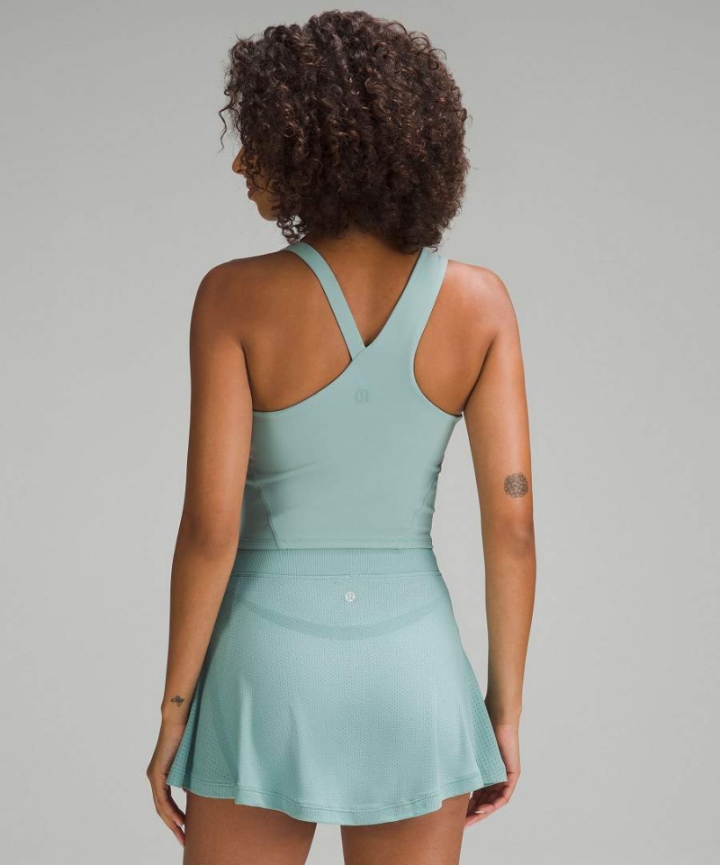 Camiseta sin Manga Lululemon Everlux Asymmetrical Tenis Mujer Turquesa Chile | 410RLMJDX