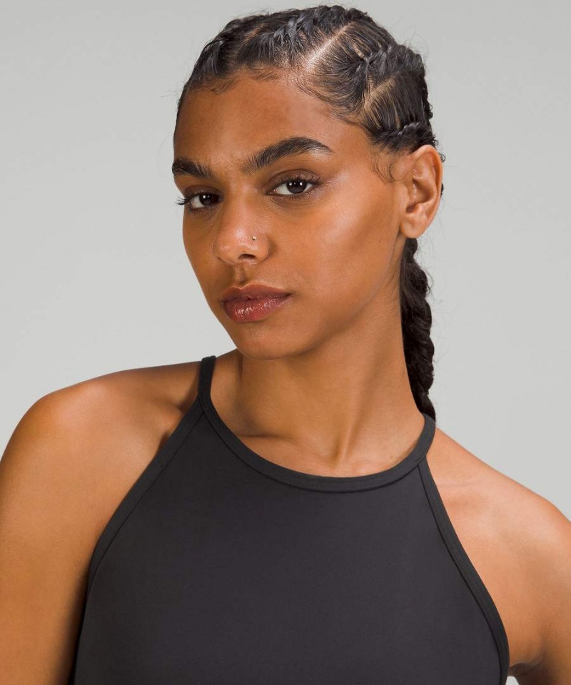 Camiseta sin Manga Lululemon Ligeros High-Neck Yoga Mujer Negras Chile | 485SHLDJW