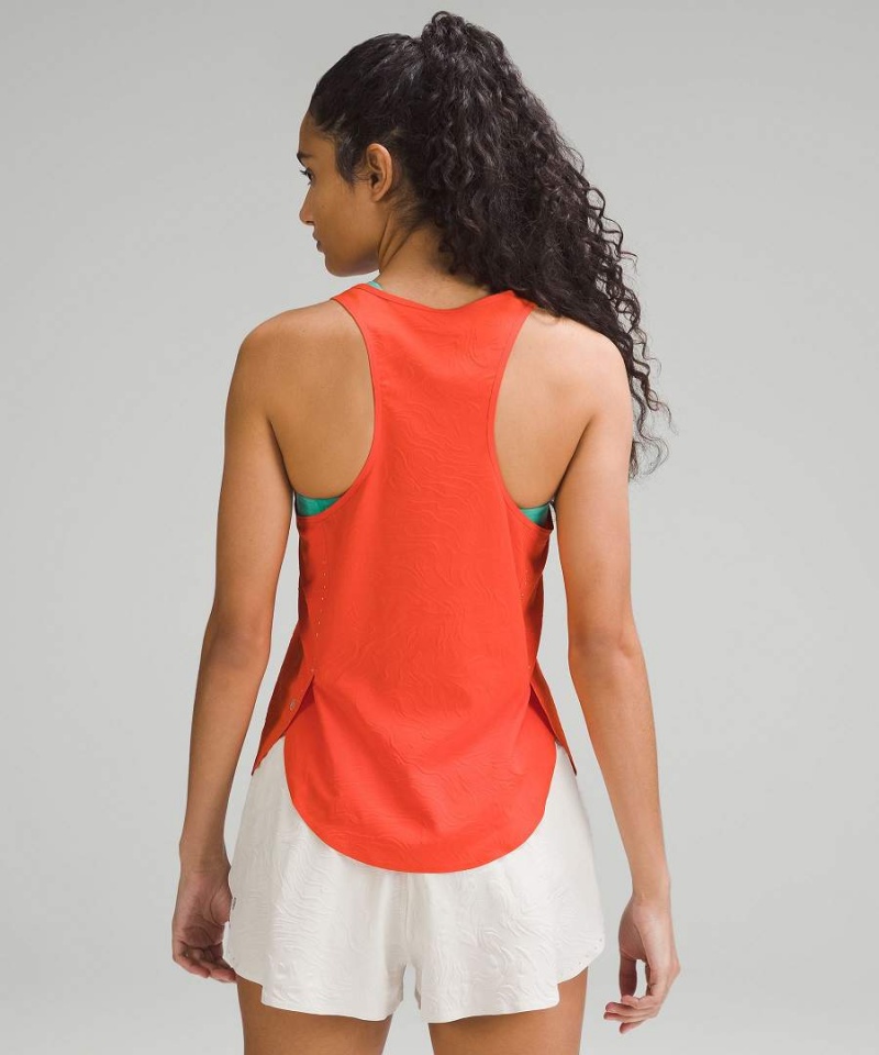 Camiseta sin Manga Lululemon Ligeros Stretch Correr Airflow Mujer Naranjas Chile | 576ZMNQJU