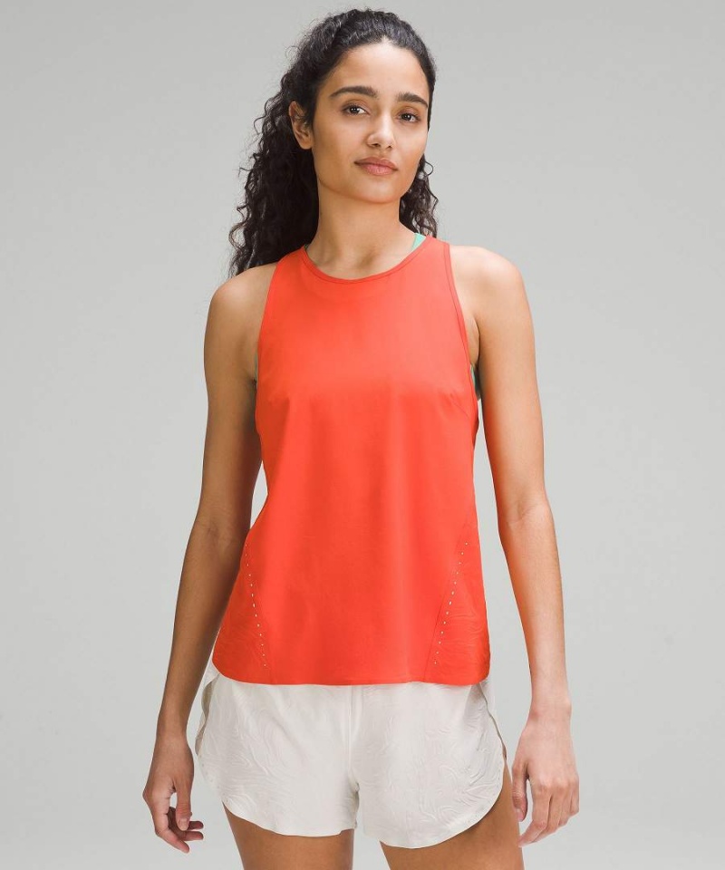 Camiseta sin Manga Lululemon Ligeros Stretch Correr Airflow Mujer Naranjas Chile | 576ZMNQJU