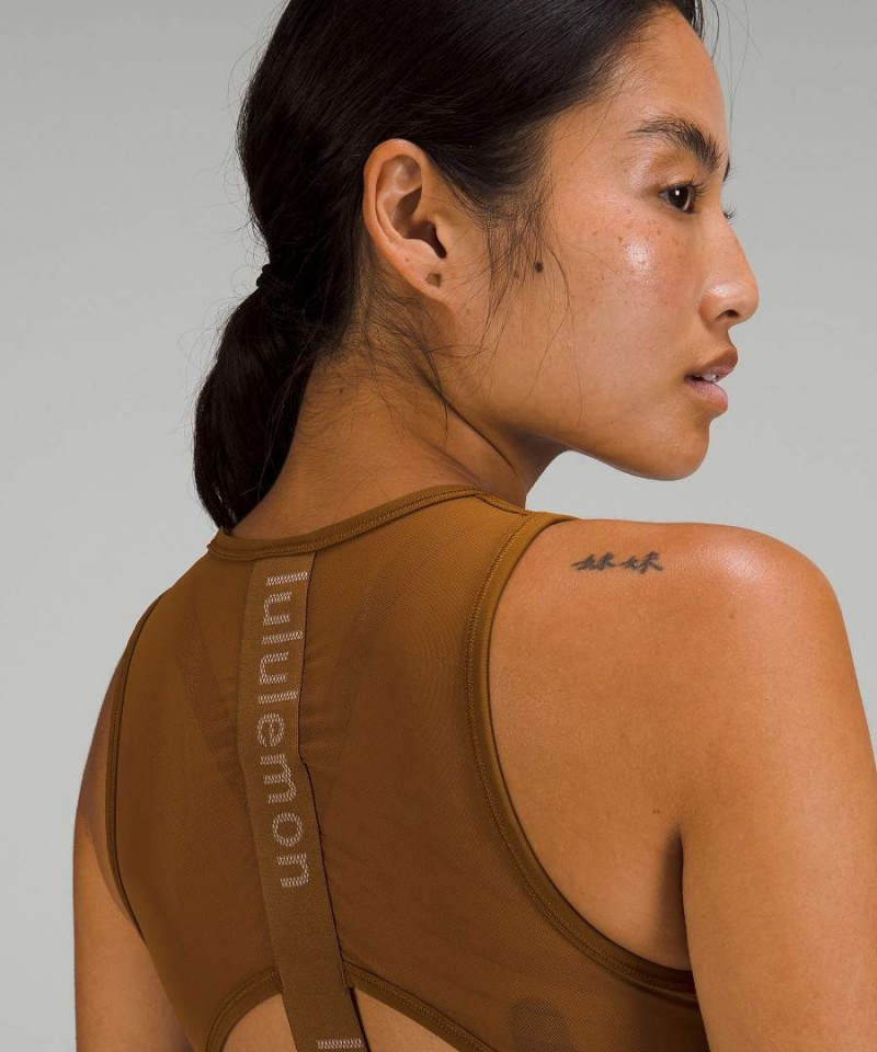 Camiseta sin Manga Lululemon Mesh-Back Entrenamiento Cropped Mujer Kaki Chile | 560RBPHYF