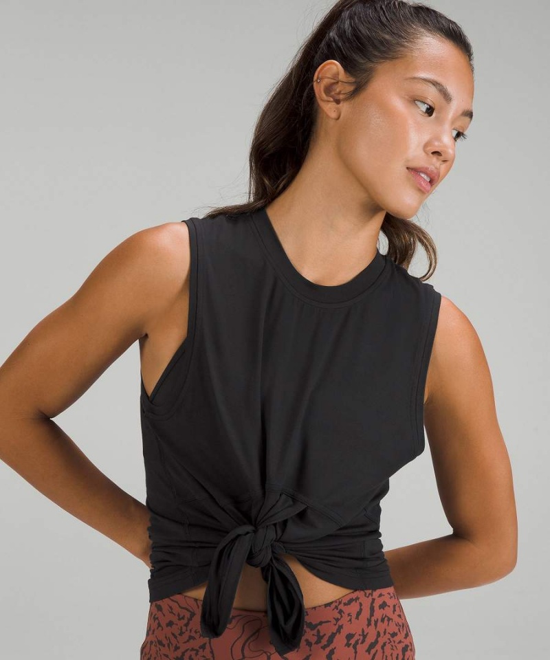 Camiseta sin Manga Lululemon Modal-Silk Blend Tie-Front Yoga Mujer Negras Chile | 534JTLKOC