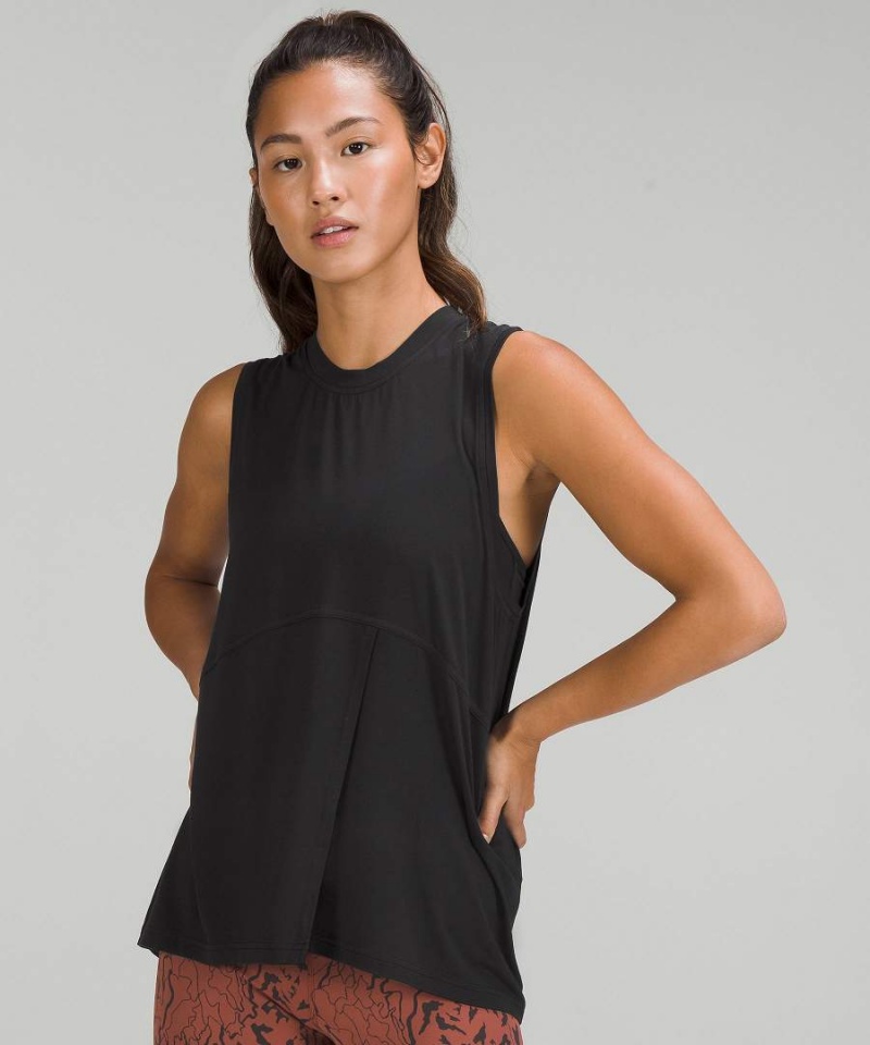 Camiseta sin Manga Lululemon Modal-Silk Blend Tie-Front Yoga Mujer Negras Chile | 534JTLKOC