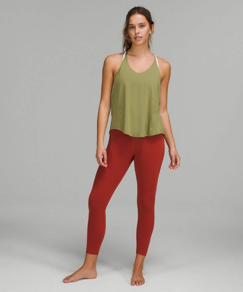 Camiseta sin Manga Lululemon Modal-Silk Yoga Mujer Marrones Verde Chile | 798HERFXN
