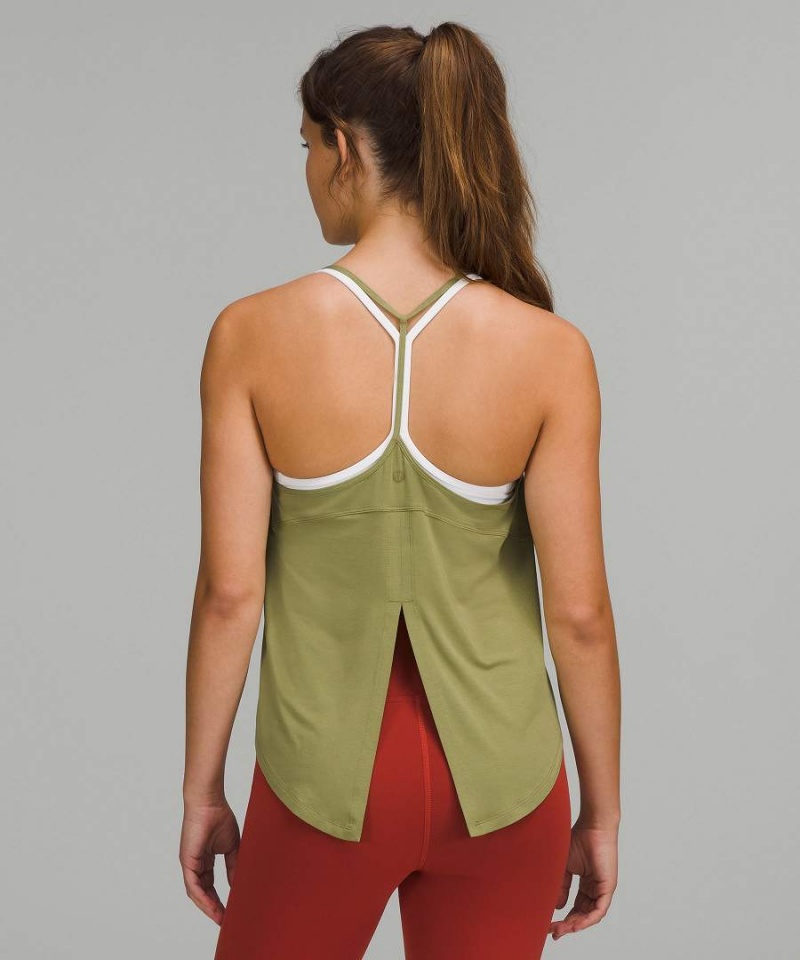 Camiseta sin Manga Lululemon Modal-Silk Yoga Mujer Marrones Verde Chile | 798HERFXN