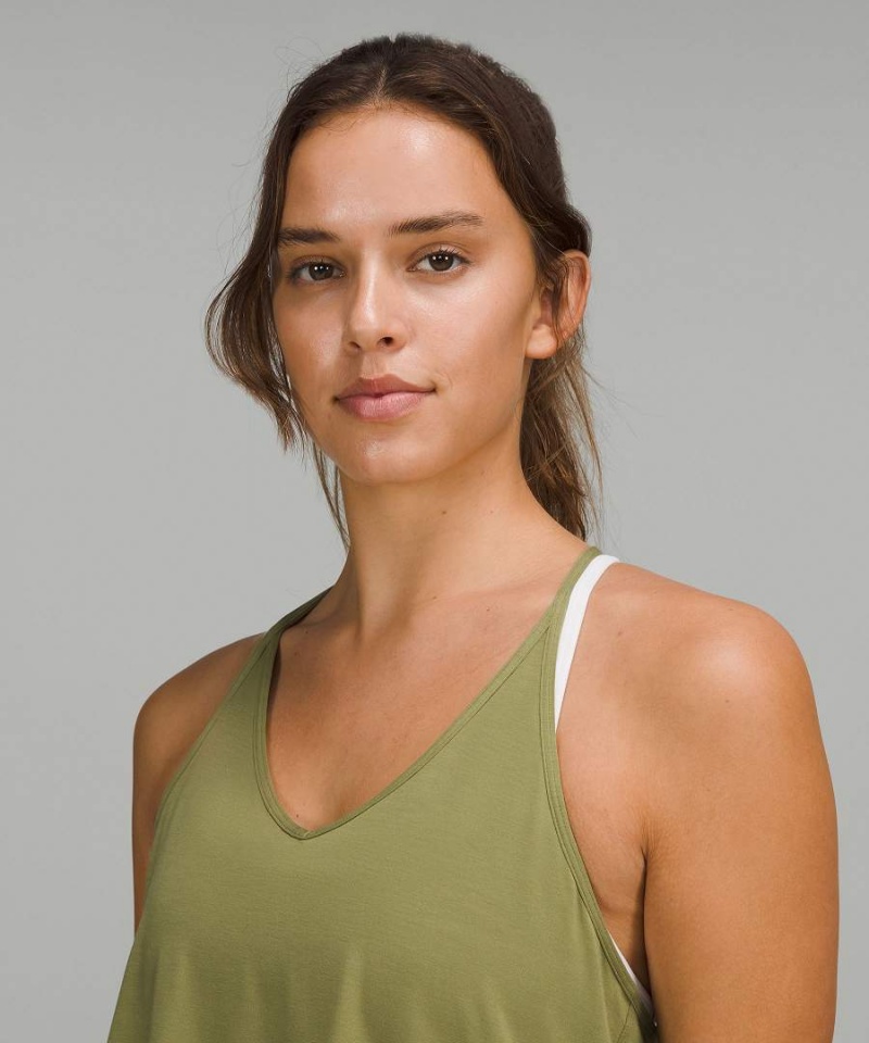 Camiseta sin Manga Lululemon Modal-Silk Yoga Mujer Marrones Verde Chile | 798HERFXN