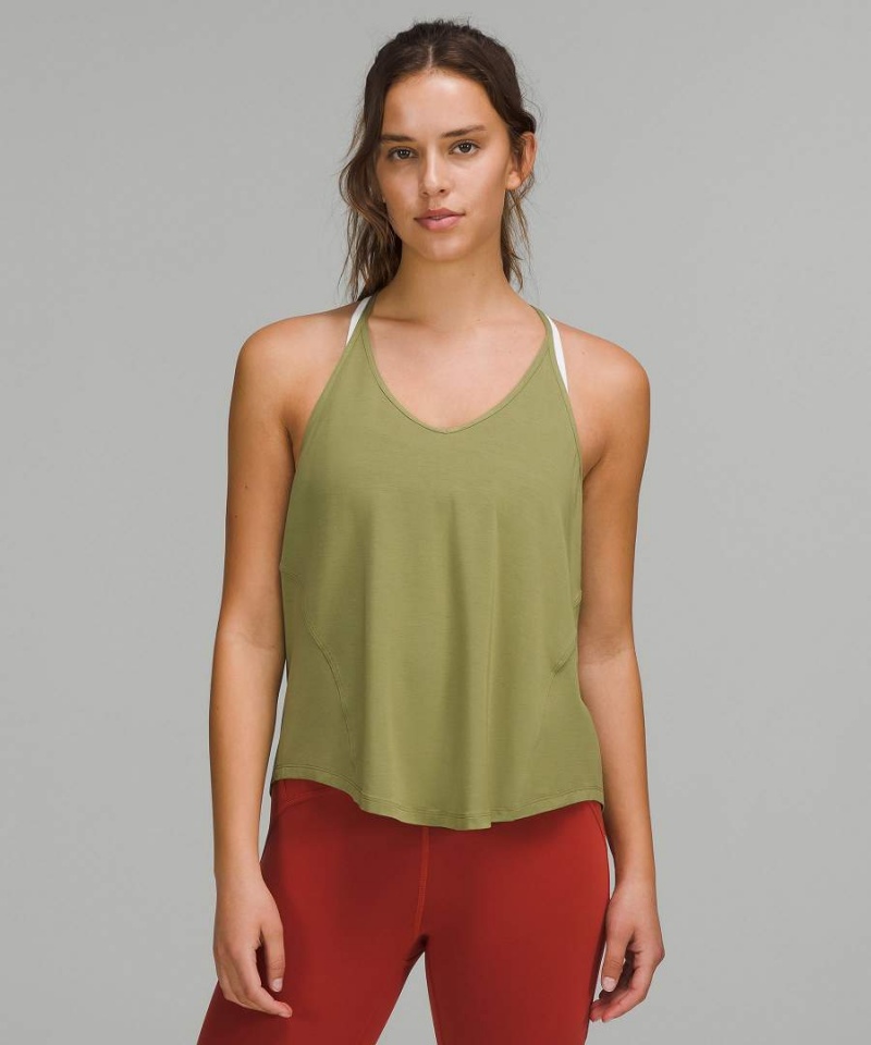 Camiseta sin Manga Lululemon Modal-Silk Yoga Mujer Marrones Verde Chile | 798HERFXN