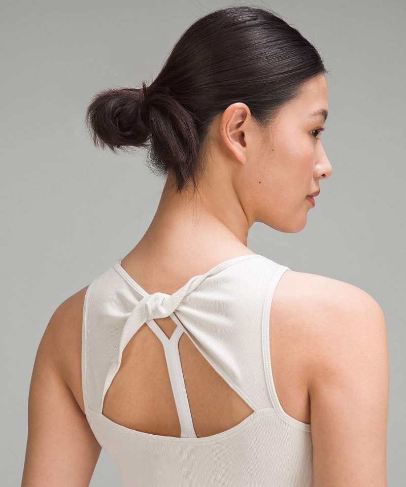 Camiseta sin Manga Lululemon Modal Silk Twist-Back Yoga Mujer Beige Chile | 628NCIHSK