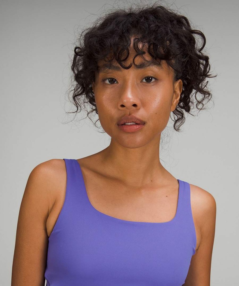 Camiseta sin Manga Lululemon Nulu and Mesh-Back Shelf-Bra Yoga Mujer Indigo Azules Chile | 264RWNKQY