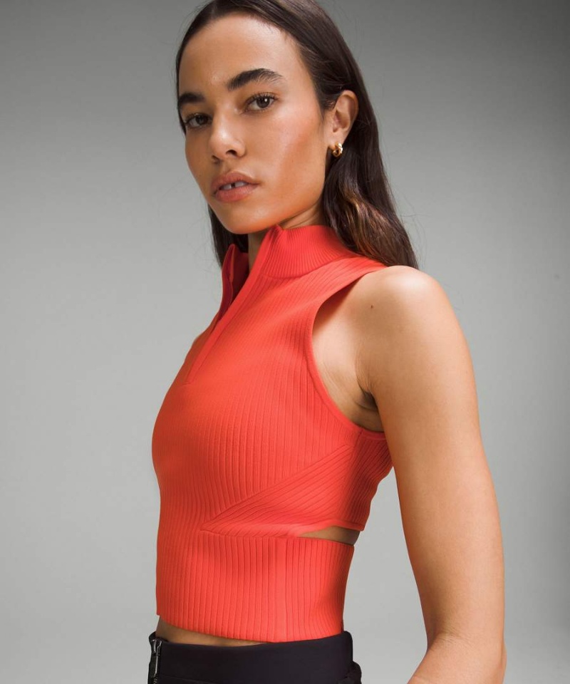 Camiseta sin Manga Lululemon Open Back Half-Zip Mujer Naranjas Chile | 065PRISDB
