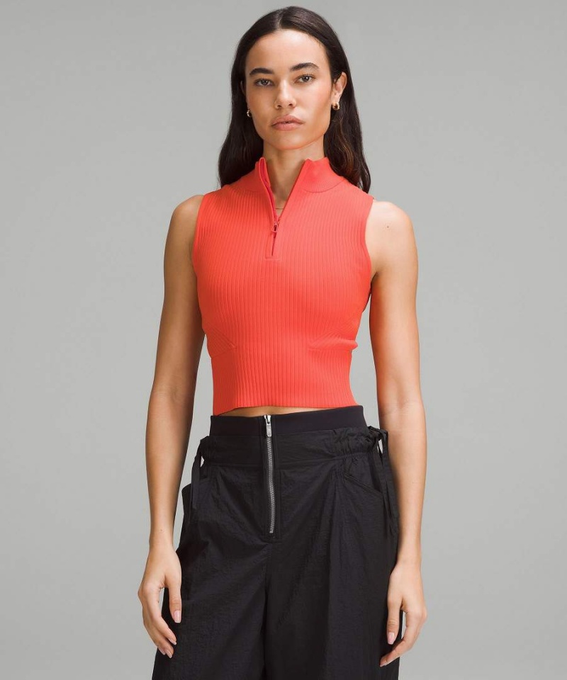 Camiseta sin Manga Lululemon Open Back Half-Zip Mujer Naranjas Chile | 065PRISDB