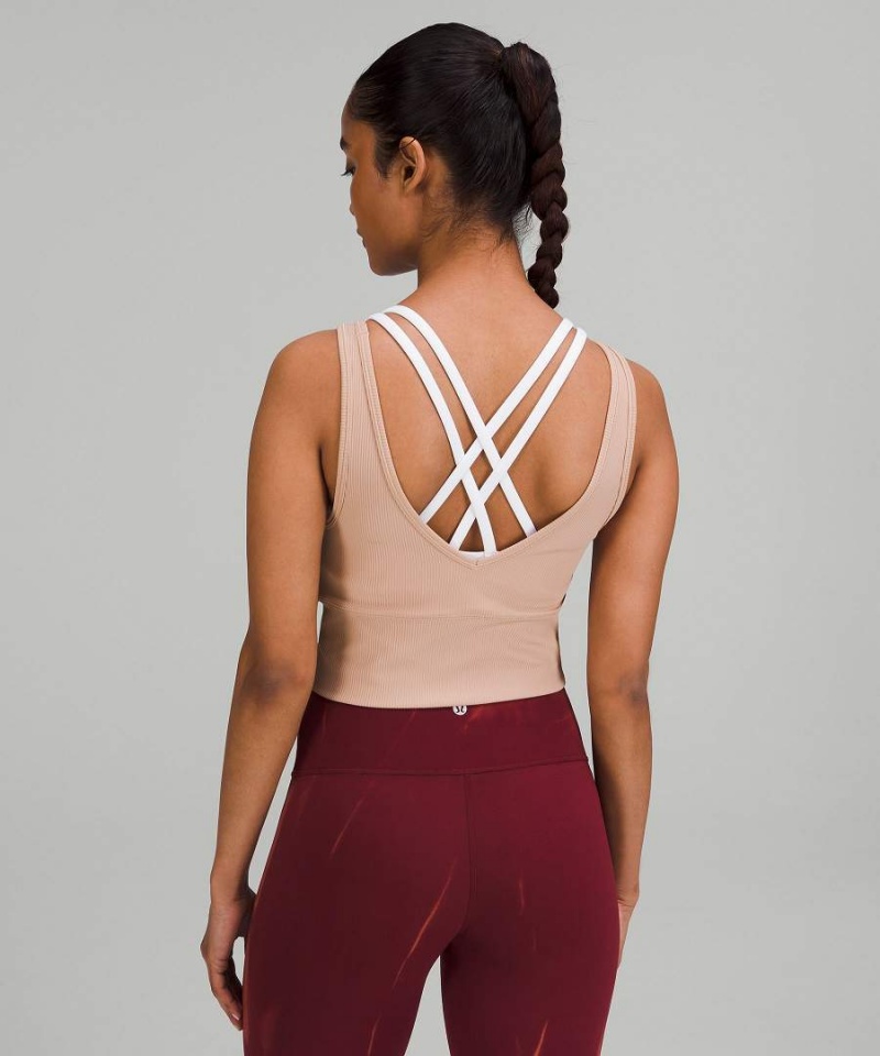 Camiseta sin Manga Lululemon Power Pivot Acanalado Mujer Rosas Chile | 096BJZGNC