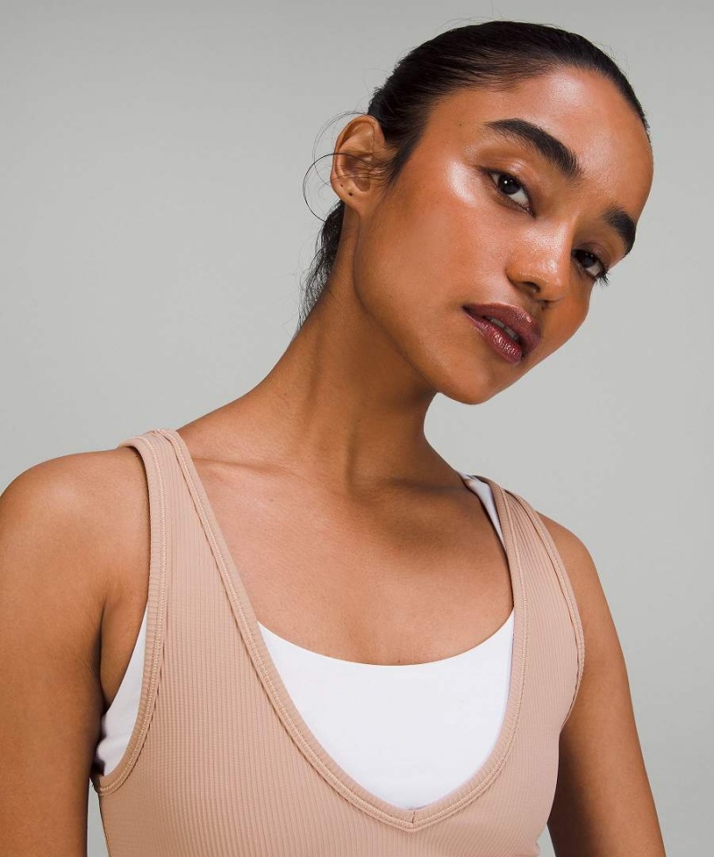 Camiseta sin Manga Lululemon Power Pivot Acanalado Mujer Rosas Chile | 096BJZGNC
