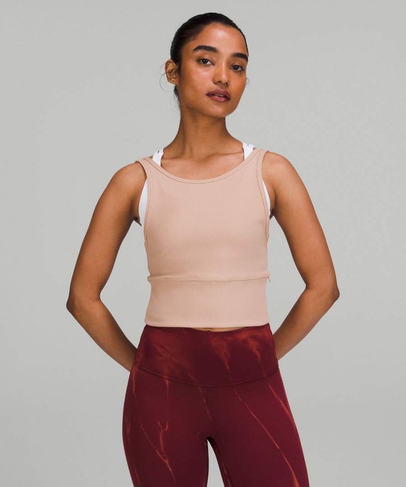 Camiseta sin Manga Lululemon Power Pivot Acanalado Mujer Rosas Chile | 096BJZGNC
