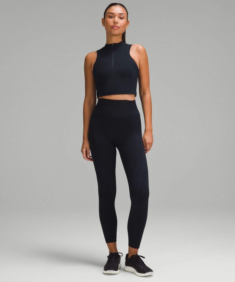 Camiseta sin Manga Lululemon Seamless Half-Zip Entrenamiento Mujer Azul Marino Chile | 387ZKAYMT