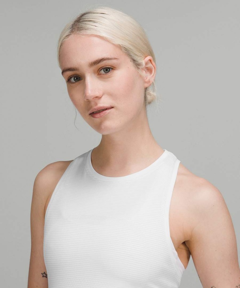 Camiseta sin Manga Lululemon Swiftly Tech High-Neck 2.0 Race Length Mujer Blancas Blancas Chile | 192SWHJOX