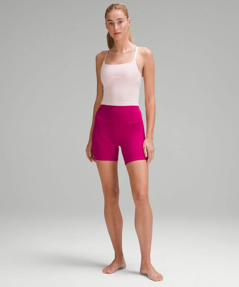 Camiseta sin Manga Lululemon Tiras Seamless Yoga Shelf Mujer Rosas Rosas Chile | 140JYTMDF