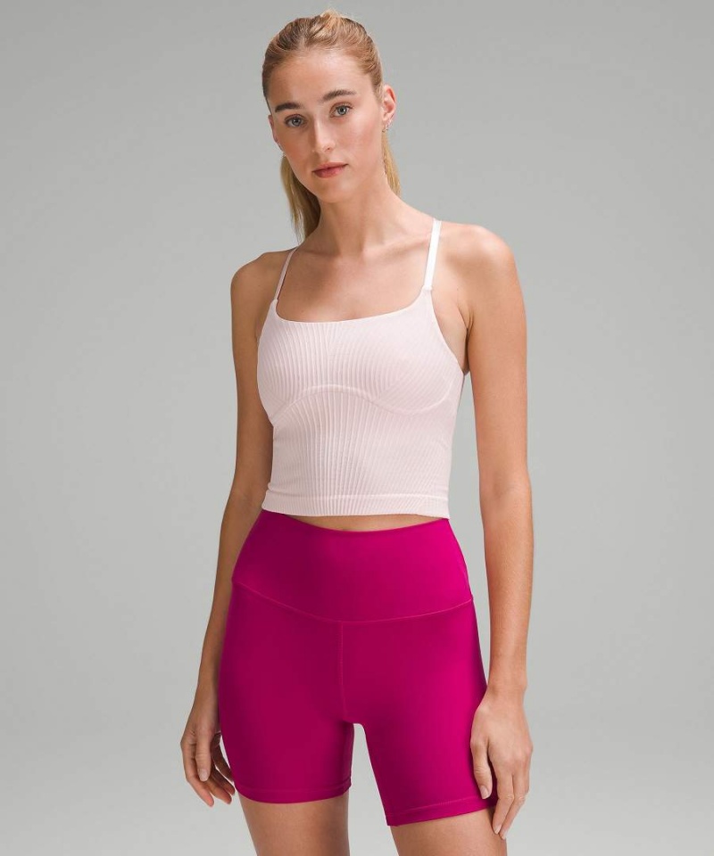 Camiseta sin Manga Lululemon Tiras Seamless Yoga Shelf Mujer Rosas Rosas Chile | 140JYTMDF
