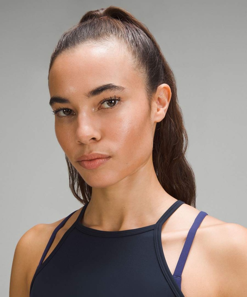 Camiseta sin Manga Lululemon Wunder Train High-Neck Cross-Back Mujer Azul Marino Chile | 407ELVJPW
