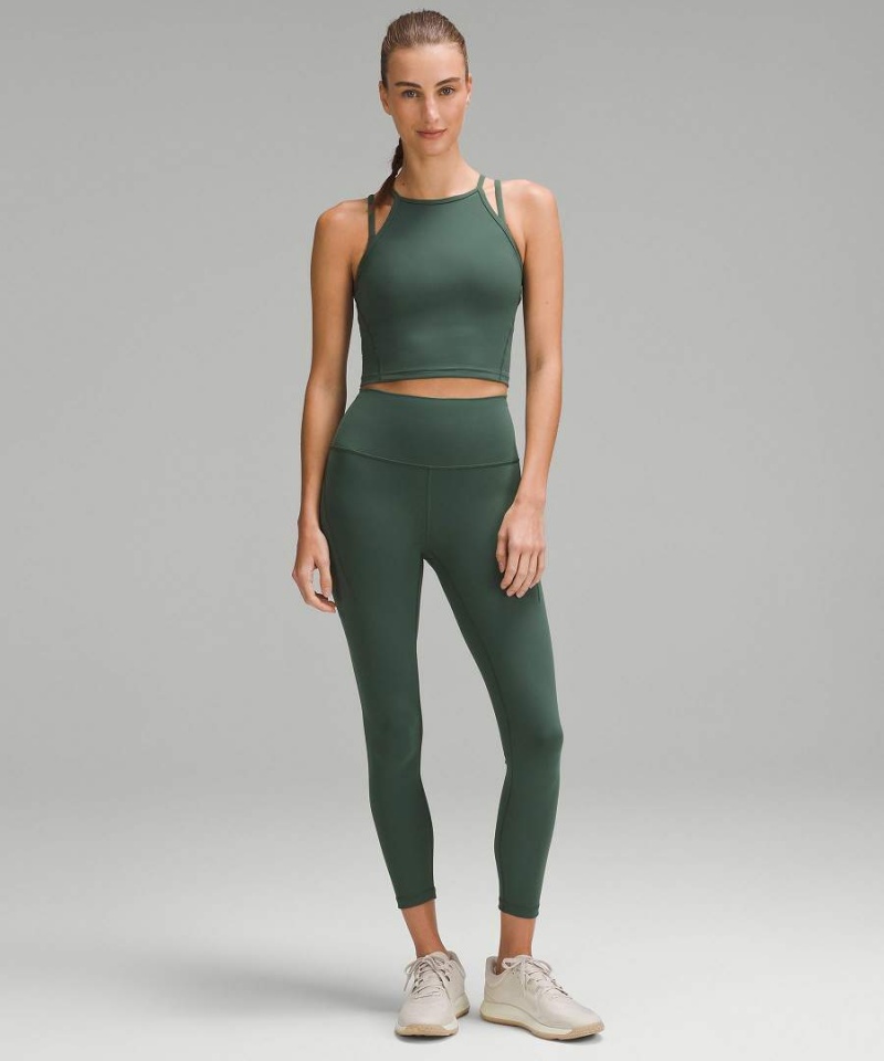 Camiseta sin Manga Lululemon Wunder Train High-Neck Cross-Back Mujer Verde Oscuro Chile | 294DELHAM