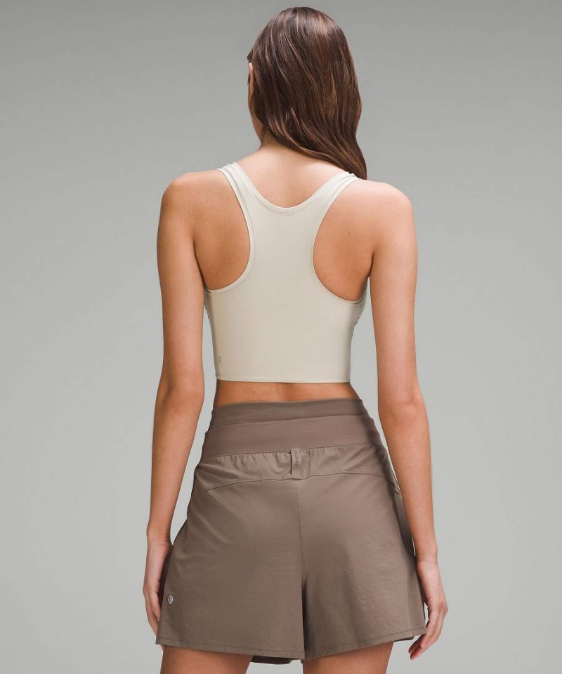 Camiseta sin Manga Lululemon Wundermost Ultra-Soft Nulu Scoop-Neck Cropped Mujer Beige Chile | 571XKPYZB