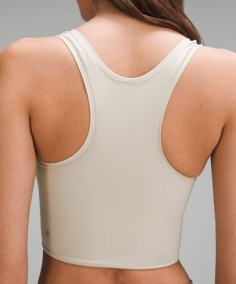 Camiseta sin Manga Lululemon Wundermost Ultra-Soft Nulu Scoop-Neck Cropped Mujer Beige Chile | 571XKPYZB