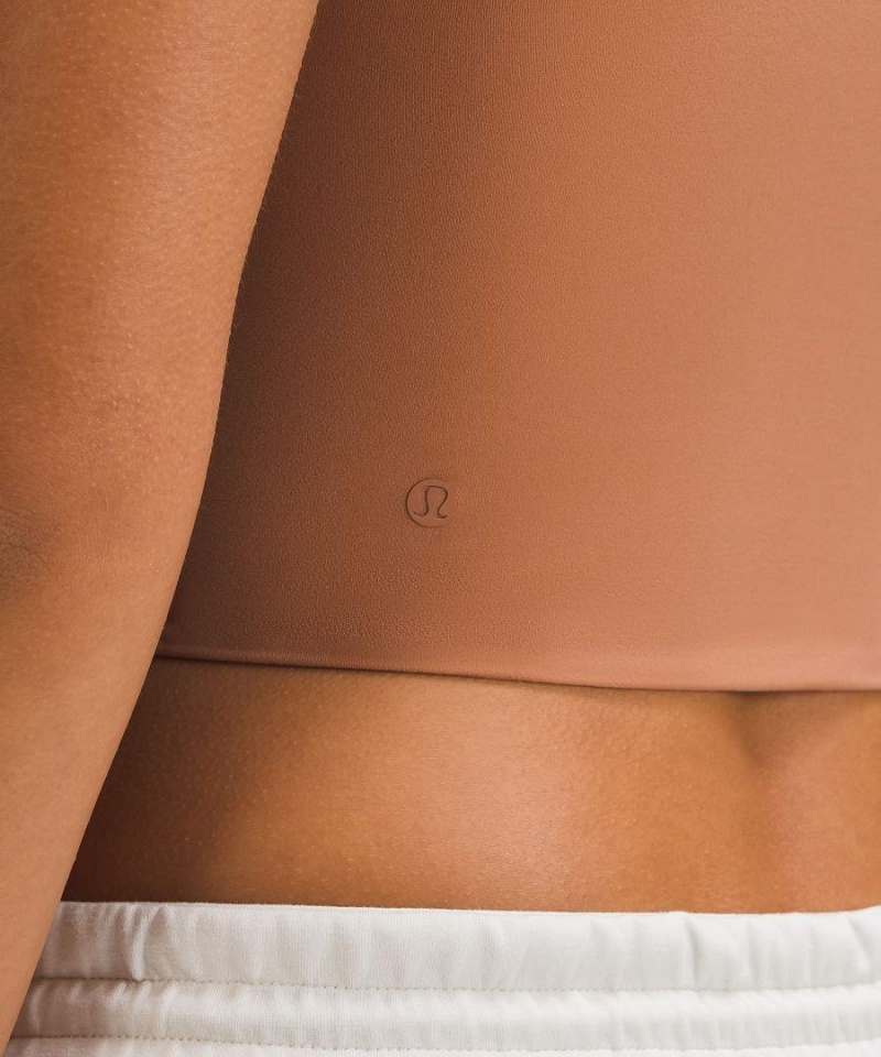 Camiseta sin Manga Lululemon Wundermost Ultra-Soft Nulu Scoop-Neck Cropped Mujer Marrones Chile | 748RCFEIJ