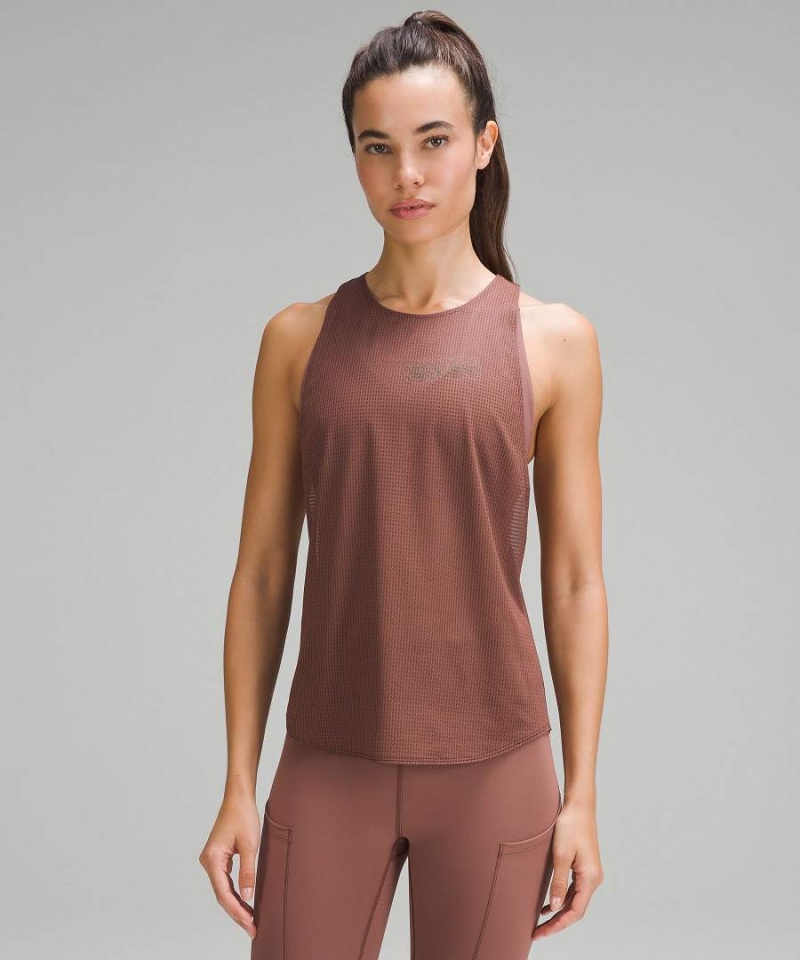 Camiseta sin Manga Lululemon lab Grid Mesh Estampadas Entrenamiento Mujer Beige Chile | 590EVGFXJ