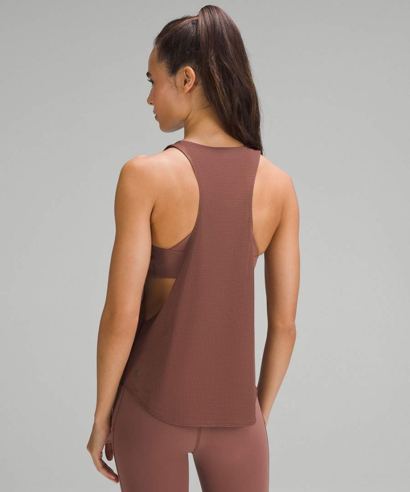 Camiseta sin Manga Lululemon lab Grid Mesh Estampadas Entrenamiento Mujer Beige Chile | 590EVGFXJ