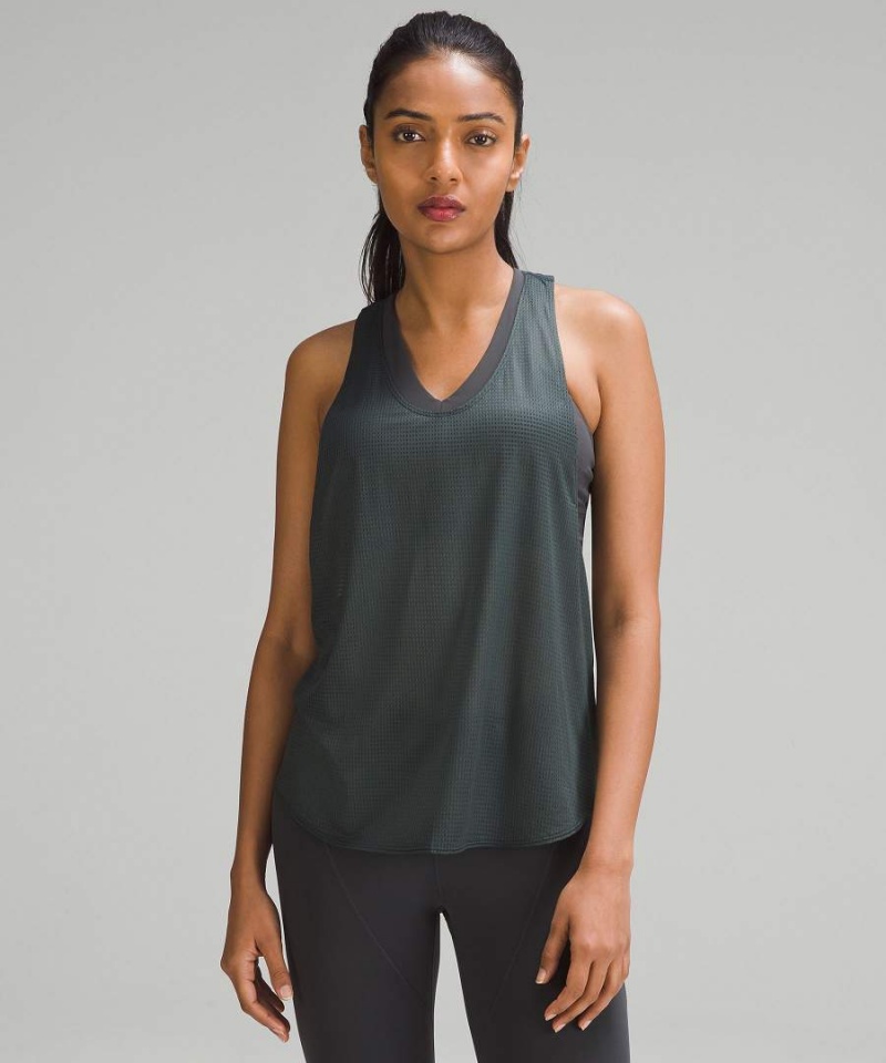 Camiseta sin Manga Lululemon lab Grid Mesh Singlet Estampadas Mujer Gris Chile | 485OMQJVS