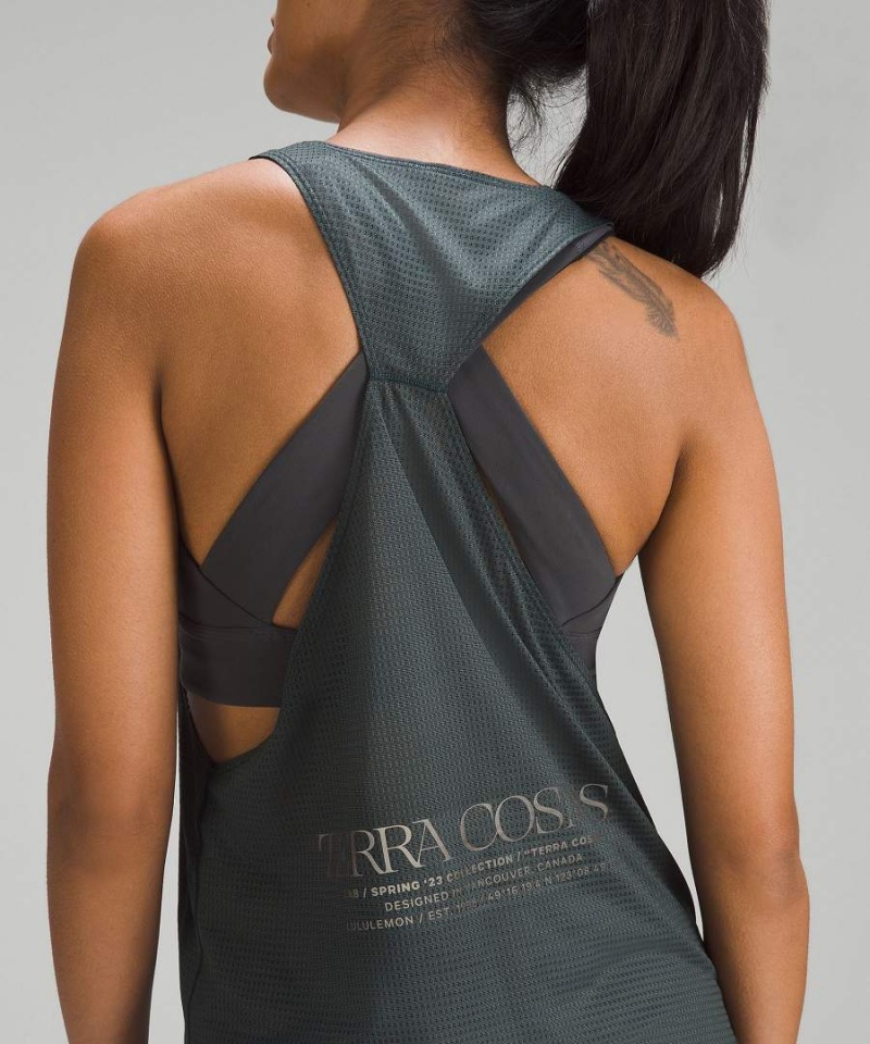 Camiseta sin Manga Lululemon lab Grid Mesh Singlet Estampadas Mujer Gris Chile | 485OMQJVS
