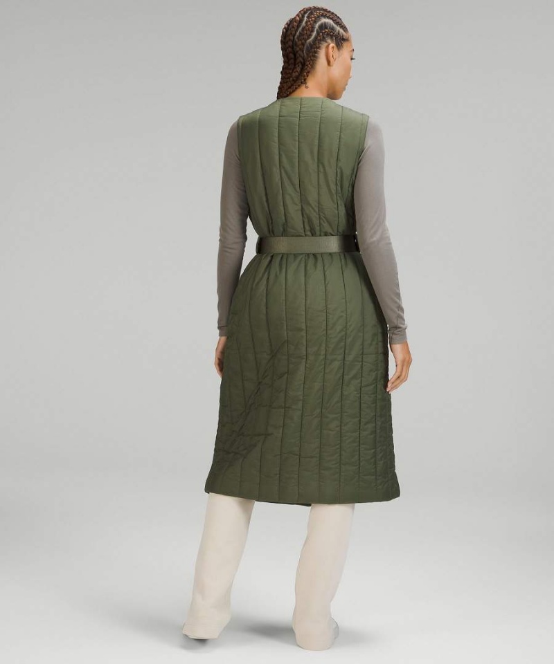 Chaleco Lululemon Belted Long Insulated Mujer Verde Oliva Chile | 638YICZBO