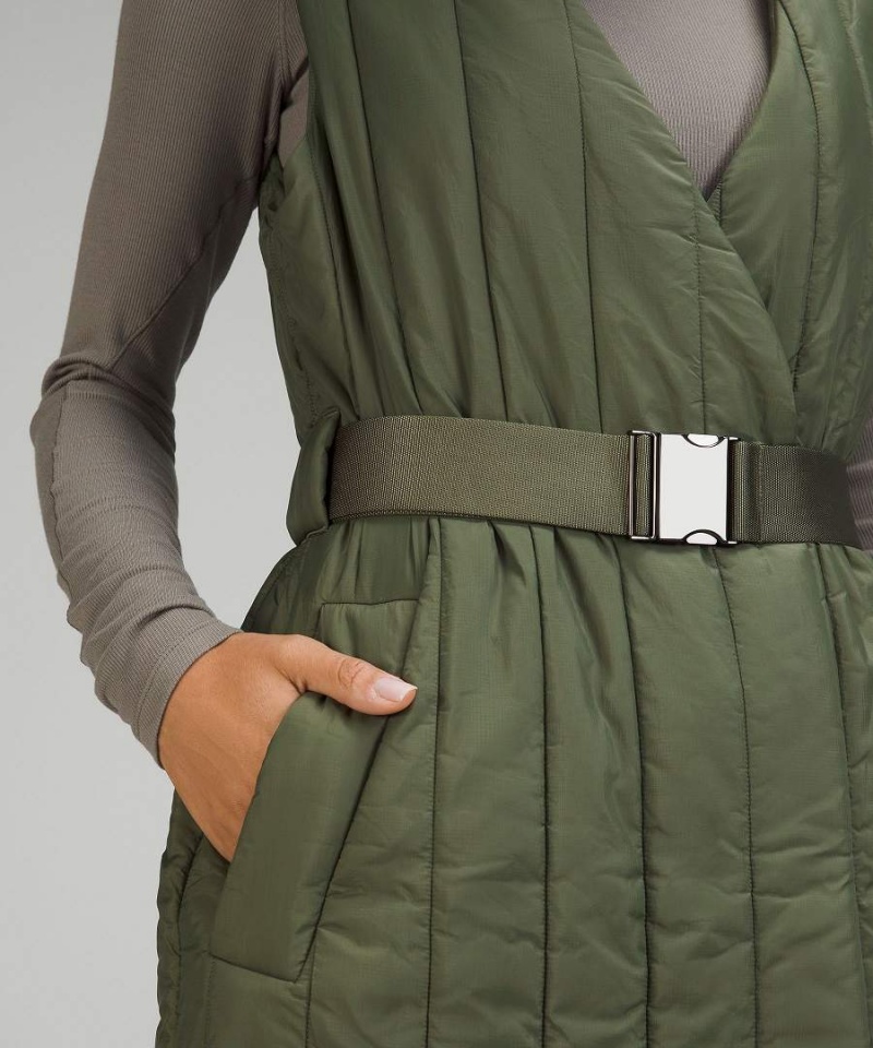 Chaleco Lululemon Belted Long Insulated Mujer Verde Oliva Chile | 638YICZBO