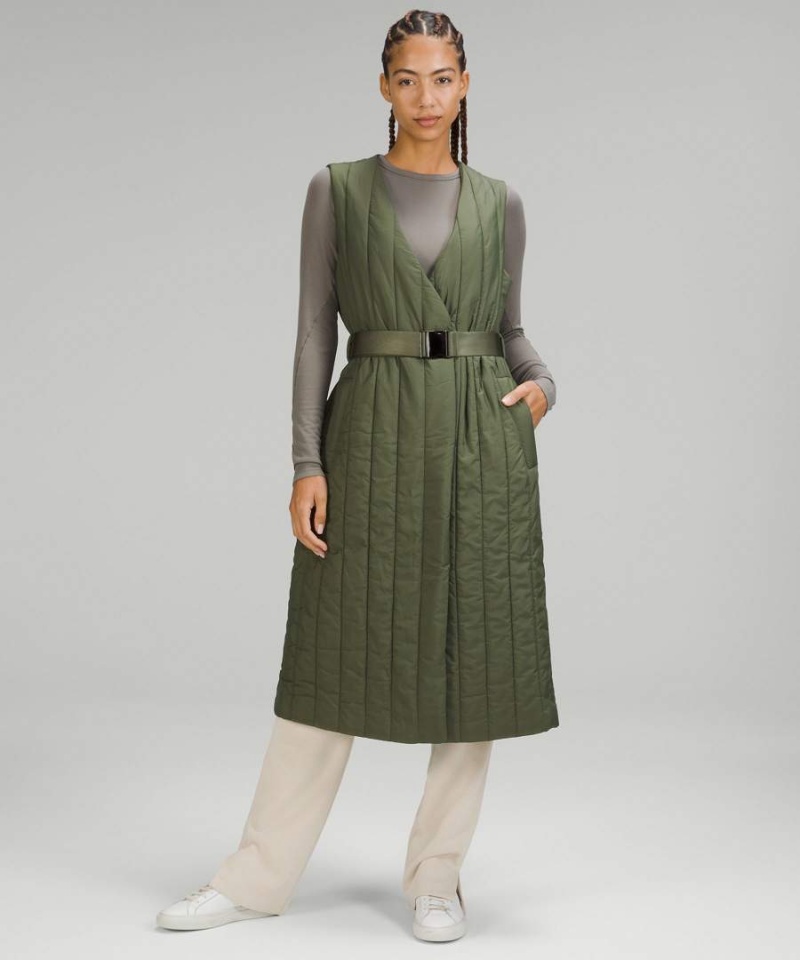 Chaleco Lululemon Belted Long Insulated Mujer Verde Oliva Chile | 638YICZBO