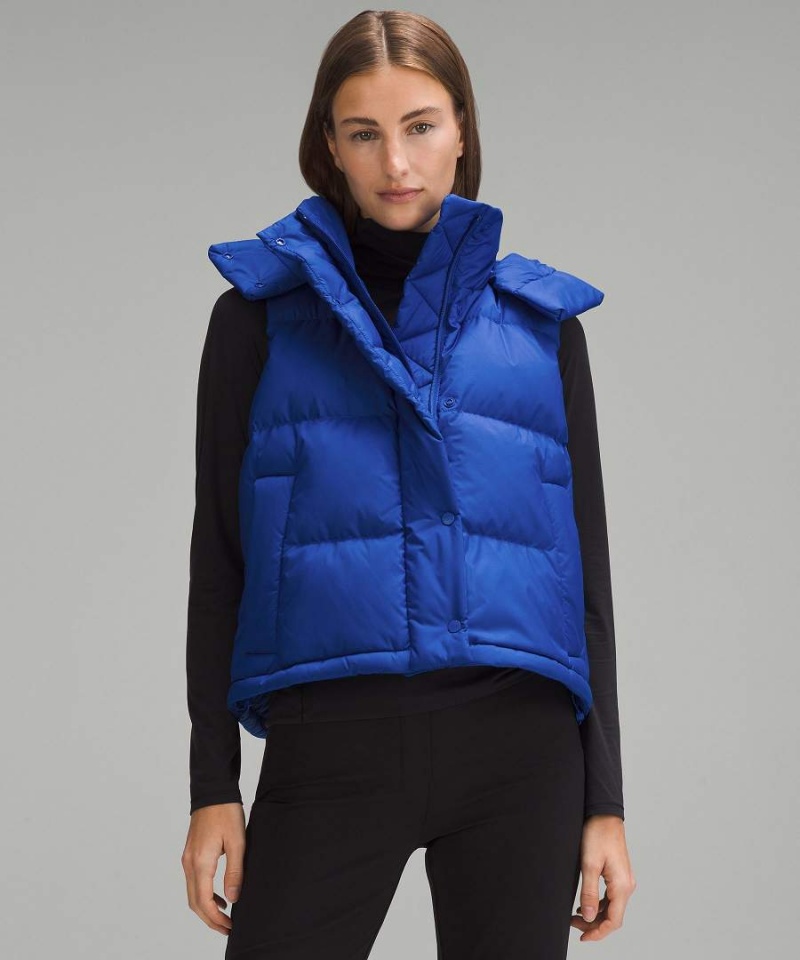 Chaleco Lululemon Wunder Puff Cropped Mujer Azules Chile | 152XOEHGZ