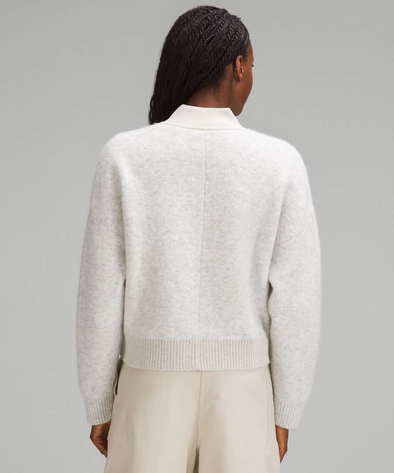 Chaqueta De Bombardero Lululemon Alpaca Lana-Blend Knit Mujer Gris Claro Chile | 894MEVJKH