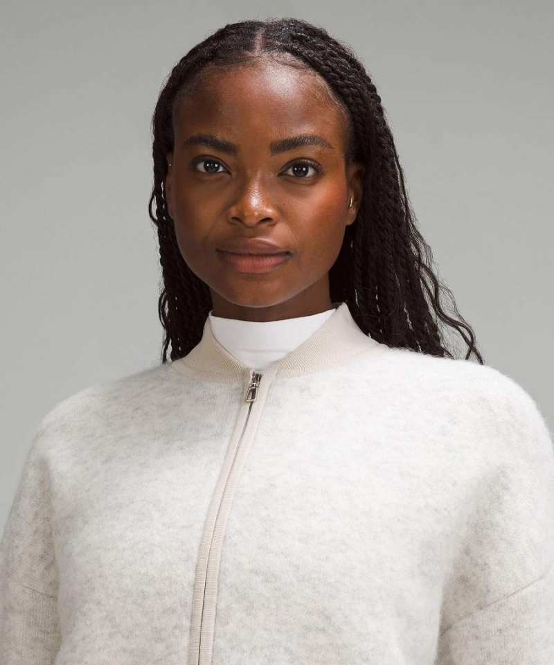 Chaqueta De Bombardero Lululemon Alpaca Lana-Blend Knit Mujer Gris Claro Chile | 894MEVJKH