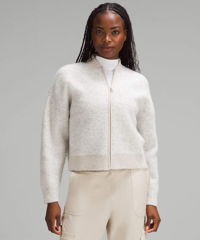 Chaqueta De Bombardero Lululemon Alpaca Lana-Blend Knit Mujer Gris Claro Chile | 894MEVJKH