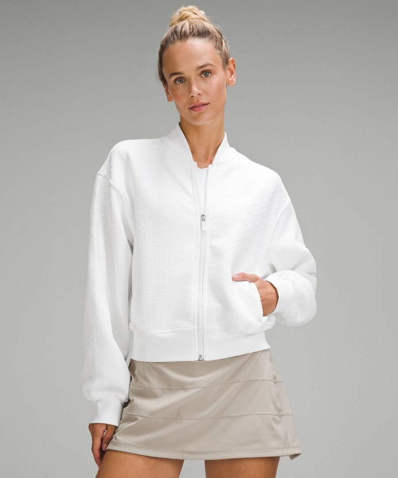 Chaqueta Deportiva Lululemon Textured Zip-Front Mujer Blancas Chile | 108TWNQCJ