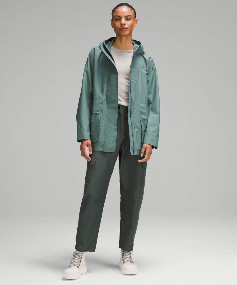 Chaquetas De Lluvia Lululemon Oversized Encapuchado Mujer Verde Oscuro Chile | 462TDOCZH
