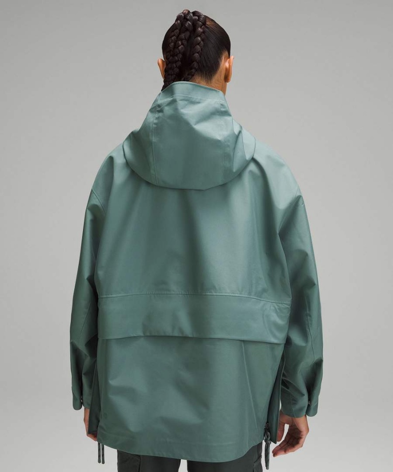 Chaquetas De Lluvia Lululemon Oversized Encapuchado Mujer Verde Oscuro Chile | 462TDOCZH
