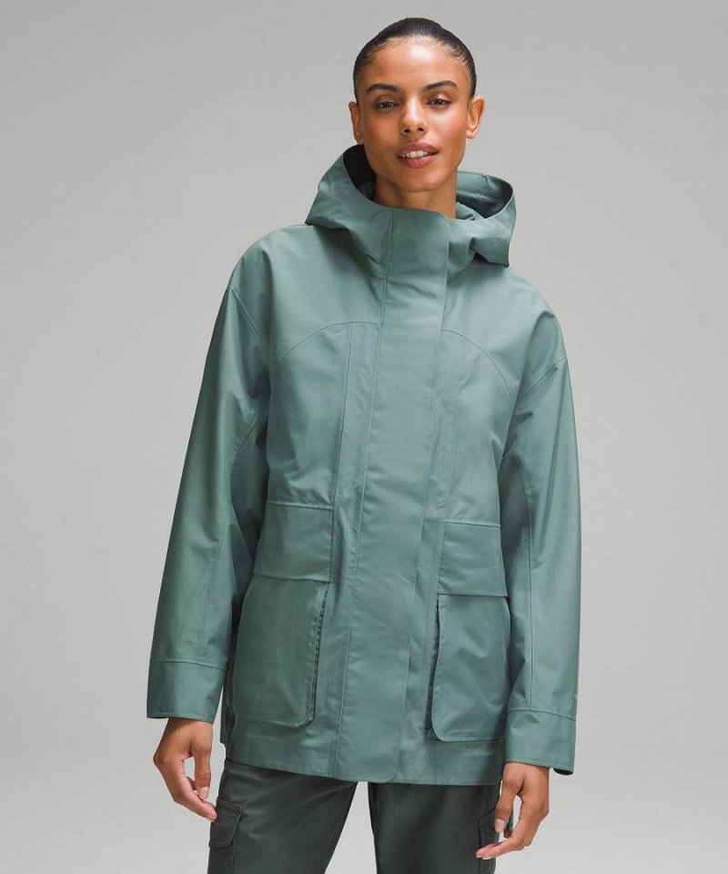 Chaquetas De Lluvia Lululemon Oversized Encapuchado Mujer Verde Oscuro Chile | 462TDOCZH