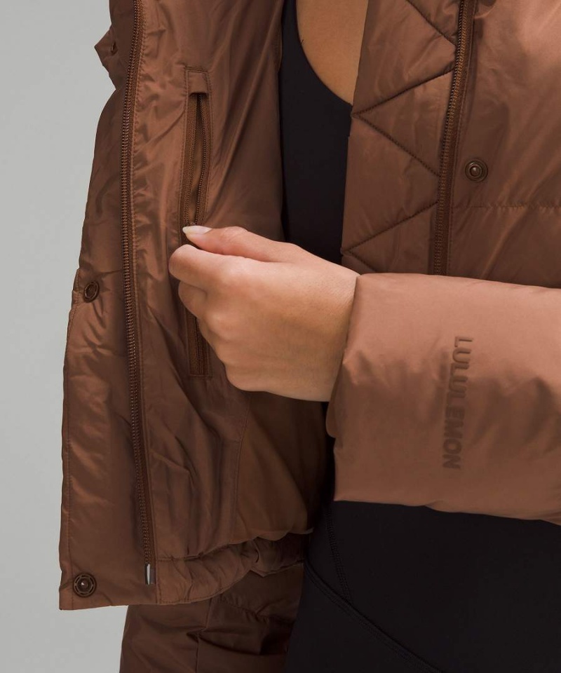 Chaquetas De Plumas Lululemon Wunder Puff Super-Cropped Mujer Marrones Chile | 417UMKLGT